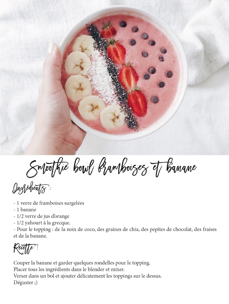 recette smoothie bowl petit déjeuner framboises banane blog lucileinwonderland lifestyle food pinterest